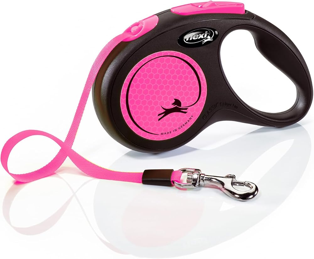 flexi Neon S Tape 5 m Black Neon Pink Retractable Dog Leash up to 15 kg