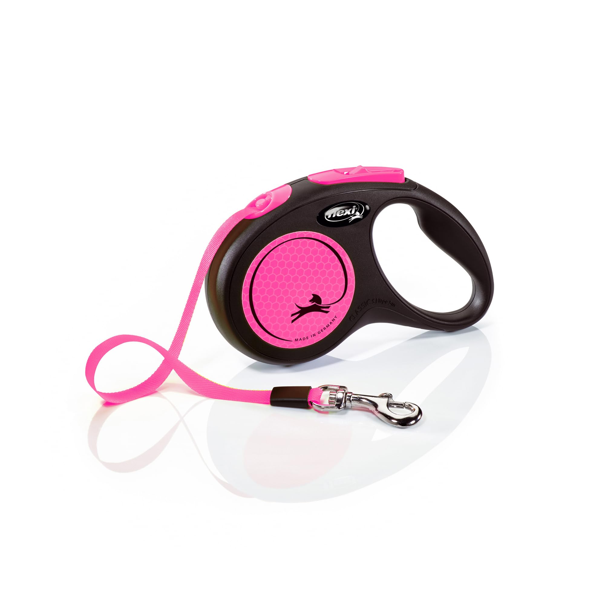 flexi Neon S Tape 5 m black/neon-pink, retractable leash for dogs up to 15 kg — image 1