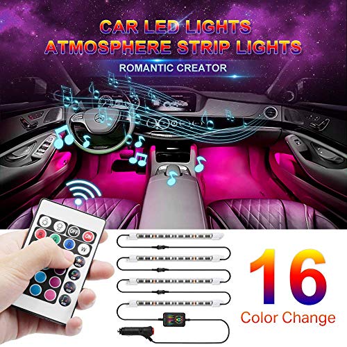 Drita Strip Super 4pcs 48 DC 12V Multicolor Music Car Interior LED Under Dash Atmosphere Neon Lights Kit with Sound Active Function and Wireless Remote Control (Best Pimped Out Cars)