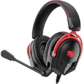 IMYB A88 Gaming Headset with Mic for Ps5, Pc, Xbox One Series X/s, Ps4, Switch, Stereo Wired Noise Cancelling Headphones with Microphone for Computer, Laptop, Mac, Nintendo, Games (Red)