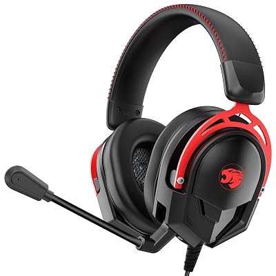 IMYB A88 Gaming Headset with Mic for Ps5, Pc, Xbox One Series X/s, Ps4, Switch, Stereo Wired Noise Cancelling Headphones with Microphone for Computer, Laptop, Mac, Nintendo, Games (Red)