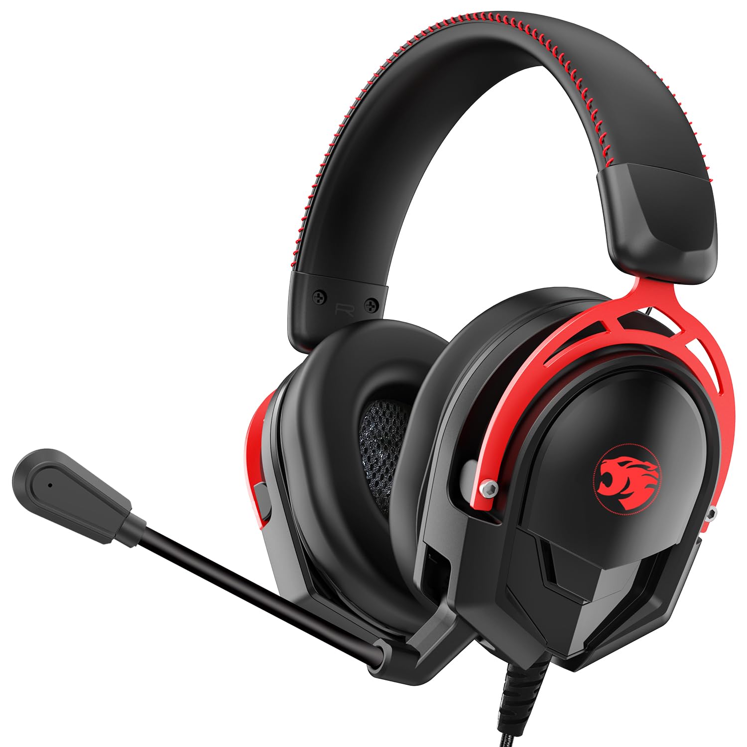 IMYB A88 Gaming Headset with Mic for Ps5, Pc, Xbox One Series X/s, Ps4, Switch, Stereo Wired Noise Cancelling Headphones with Microphone for Computer, Laptop, Mac, Nintendo, Games (Red)