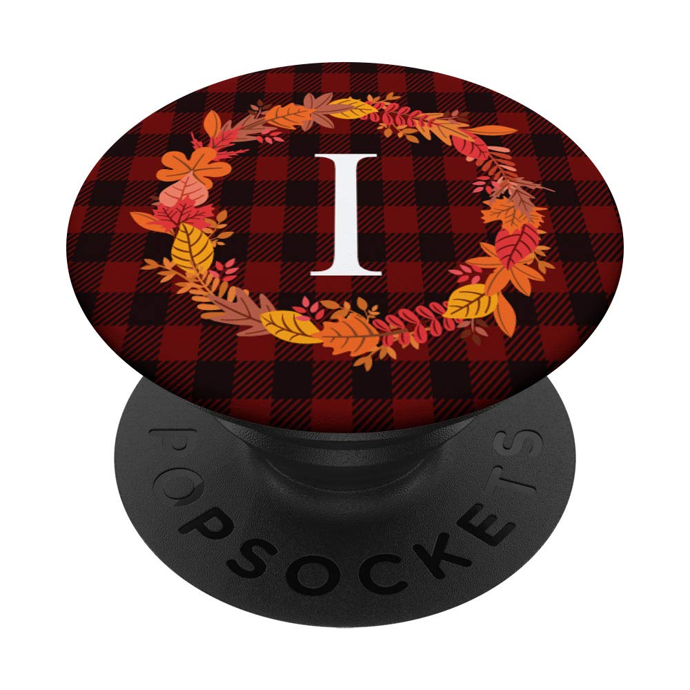 Buffalo Plaid Initial Letter I Monogram Personalized Gifts PopSockets Grip and Stand for Phones and Tablets