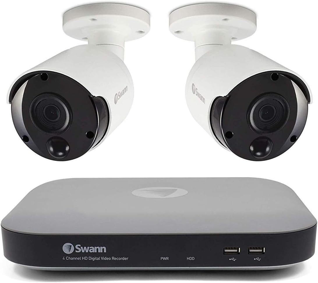 Swann 2 Camera 4 Channel 5MP Super HD DVR Security System with 1TB HDD, 3 Count (Pack of 1)