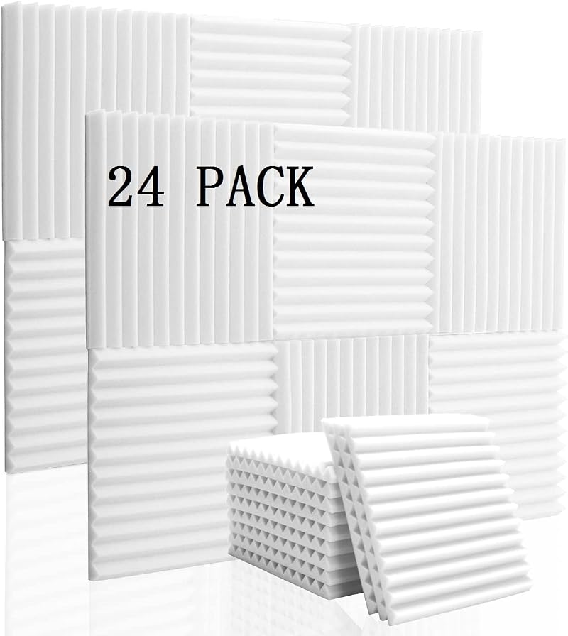 Warmiehomy 24 Pack Acoustic Foam Panels 12x12x1 Soundproof Studio Panels