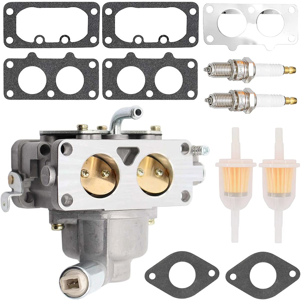 ZAMDOE 791230 Carburetor Replacement for Briggs & Stratton 799230 796227 699709 499804 20HP 21HP 23HP 24HP 25HP intek V-Twin 4 Cycle Engines, with Mounting Gaskets Fuel Filters