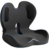 Ergonomic Seat Cushion with Lumbar Support Pillow for Office and Car | Coccyx &amp; Lower Back Pain Relief,Ideal for Long Sitting,Thick Memory Foam Back Cushions for Office,Car,Dining Chair
