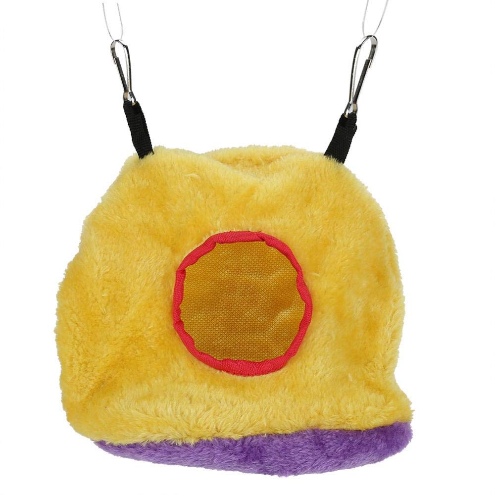 Parrot Nest Soft Warm Bird Cage Pet Birds Bed Windproof Plush Hammock Hanging Swing Bed Cave Nests Cages Hanging Hut Tent (Yellow M)