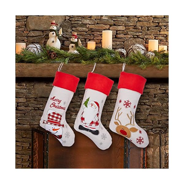 Lalent 4 Pack Christmas Stockings, 18 inches Large Thick White Quilted or Jute Burlap Luxury Stockings Gifts for Family… - Image 4