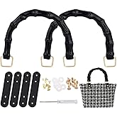 PH PandaHall 2pcs U-Shaped Bag Handles, 5x6.5 Inch Black Imitation Bamboo Bag Straps ABS Plastic Short Purse Handles Handbag Handle Bags Strap with Leather Buckles for DIY Purse Wallet Handbag Making