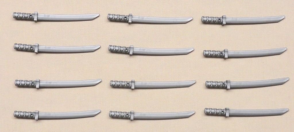 LEGO Ninjago Ninja Minifigures - 12 SWORDS for Ninja Flat Silver Katana Sabre Sword, Black