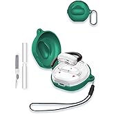 Case for soundcore V40i Open-Ear Earbuds, WUNIAK Soft Silicone Protective Portable Scratch Shock Resistant Shell with Cleaner Kit & Carabiner & Lanyard,Green