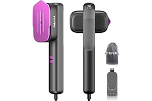 FEPPO Travel Steamer for Clothes, 110-240V Dual Voltage Portable Steamer & Iron 2 in 1, Fast Heat Up, 1100W Powerful Garment Steamer, Large Ceramic Heat Panel for Home & Global & Europe Traveling