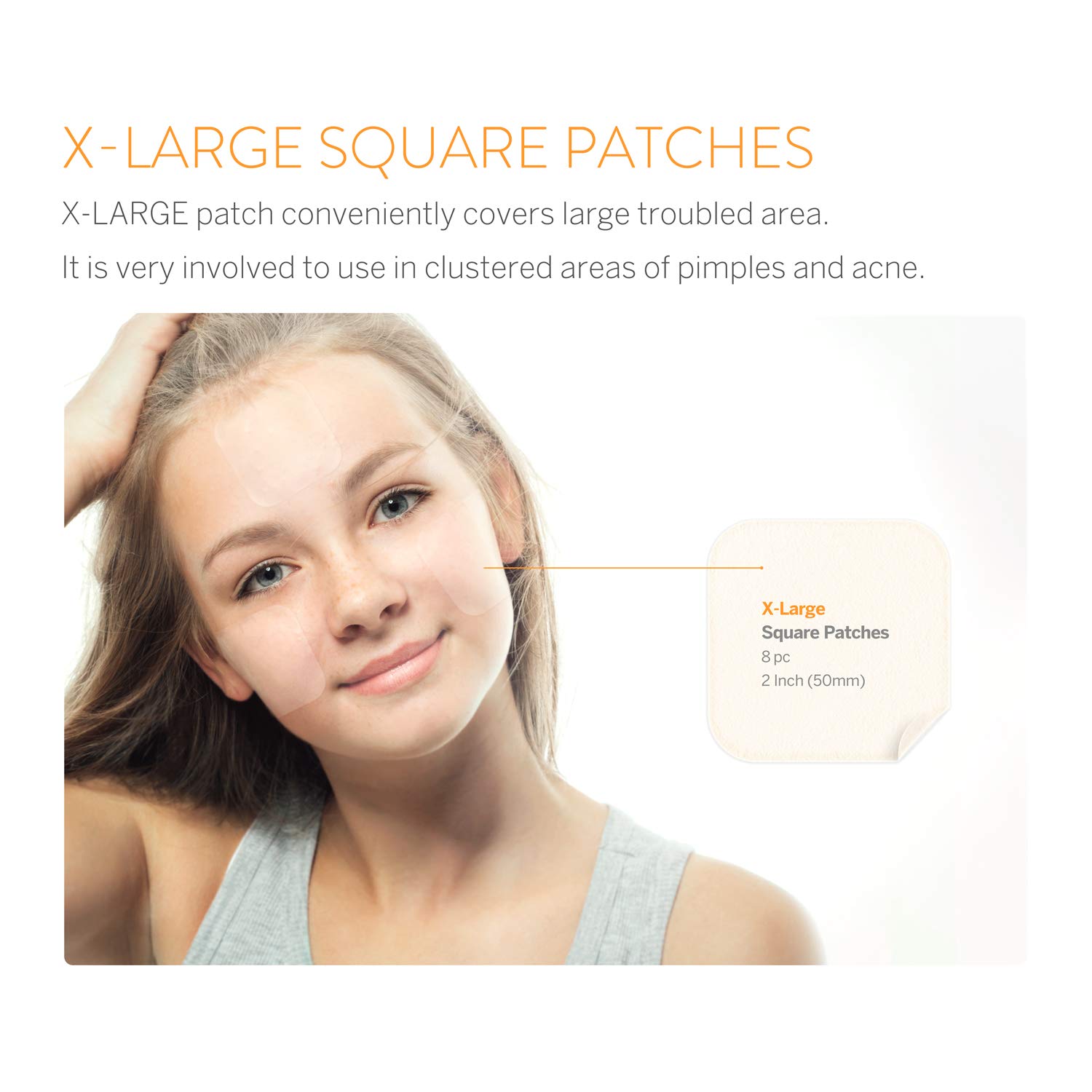 Acne Pimple Patch Absorbing Cover Blemish (XL Square / 8 PATCHES): Beauty