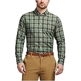 IZOD Men's Modern Fit Luxe Touch Twill Long Sleeve Button Down Shirt (US, Alpha, Medium, Regular, Regular, Green)