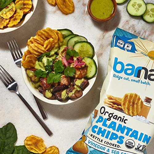 Barnana Organic Plantain Chips, Salt & Vinegar Paleo & Vegan Ridge Cut