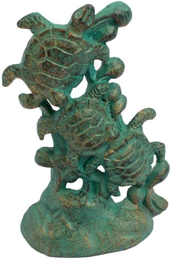 Retro Door Stoppers Metal Cast Iron Windproof European Pastoral Three Turtle Door Stop Heavy Door Wedge (Color : Green, Size : 10x6.2x15.2cm)
