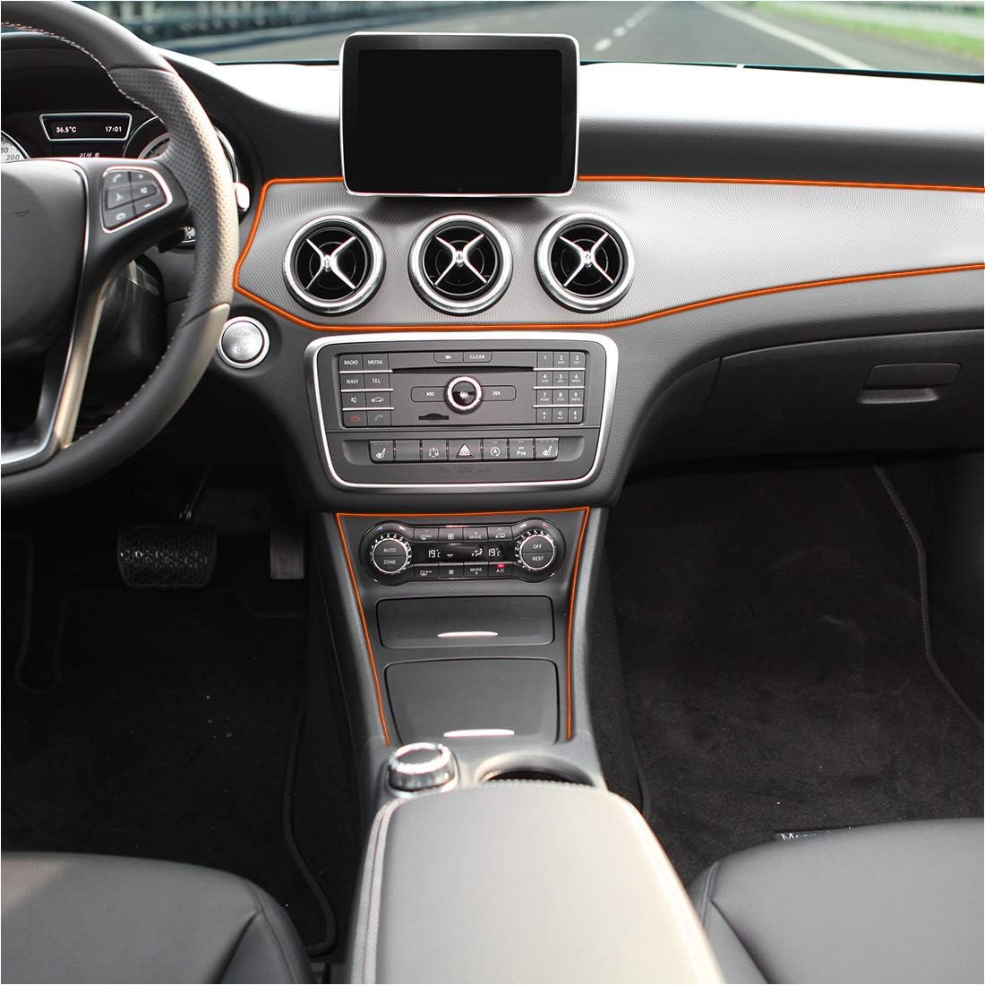 X AUTOHAUX Car Orange Trim Strip Line Door Edge Seal Protector 5m 16.4ft, 24X17X2 - Image 3