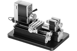 VEVOR Didactical Mini Metal Lathe Machine, 2.76 x 5.12 in, 36W Power Metal Lathe, 20,000 RPM Speed, with 3-jaw Chuck, Aluminum Alloy Handwheel, for Processing Precision Parts Soft Metals Wood Plastics