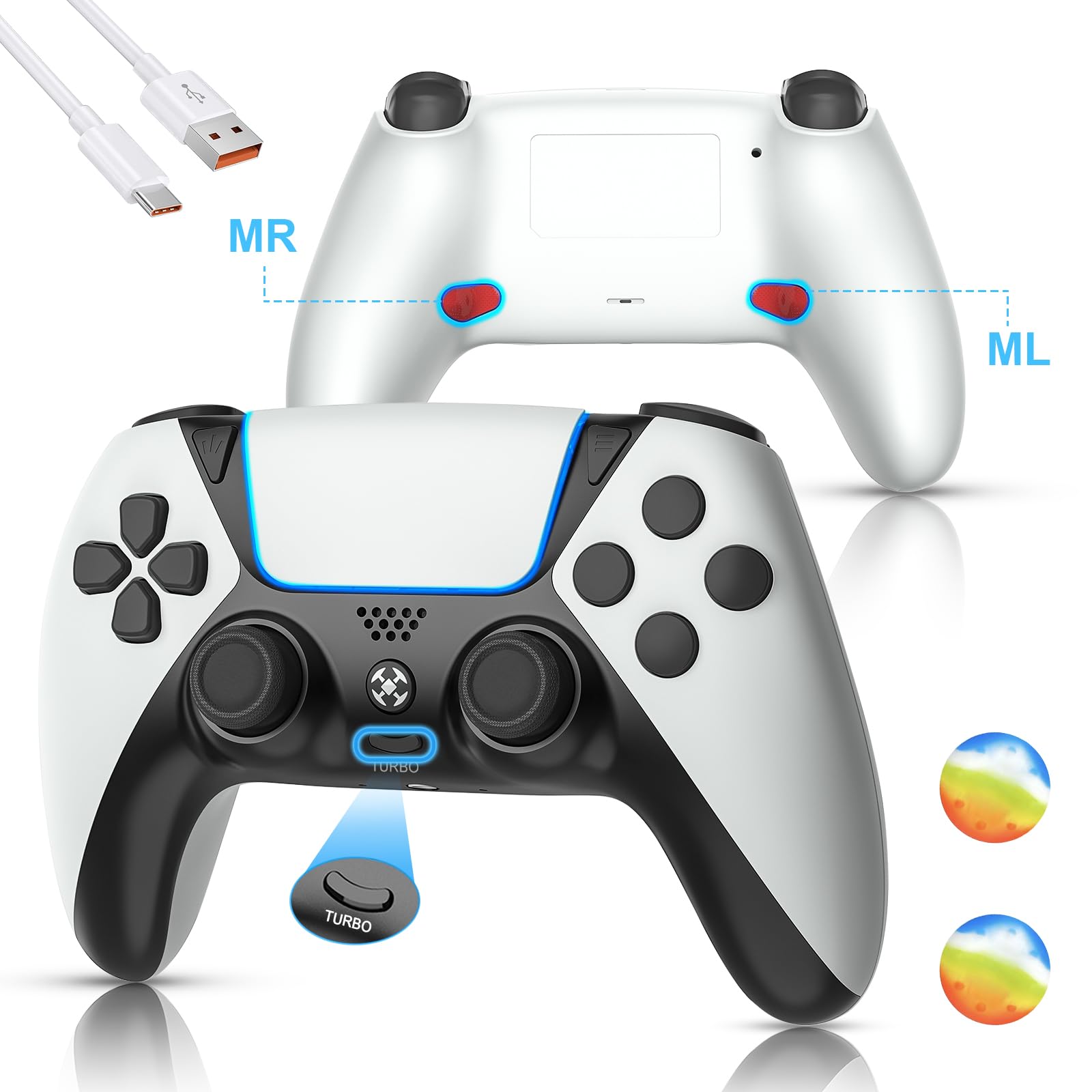 Photo 1 of Wireless Controller, Wireless Gamepad with Turbo Function and 2 Programmable Buttons, Compatible with PS4/PS5(Only PS4 Games)