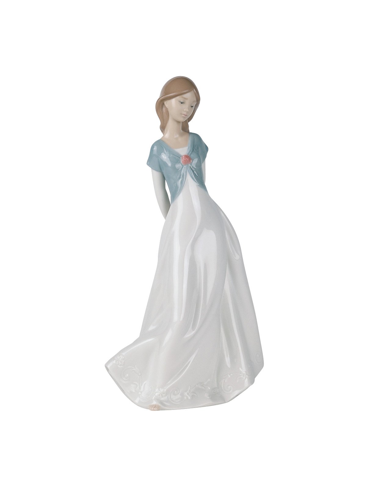 NAO Figure Truly In Love Woman Figurine in Glossy Porcelain and Pastel Tones. Porclena Girl Golden Figurine