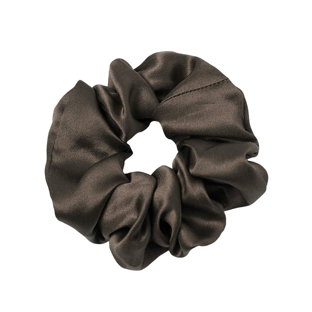 LilySilk Silk Charmeuse Scrunchy -Regular -Scrunchies For Hair - Silk Scrunchies For Women Soft Hair Care Chocolate