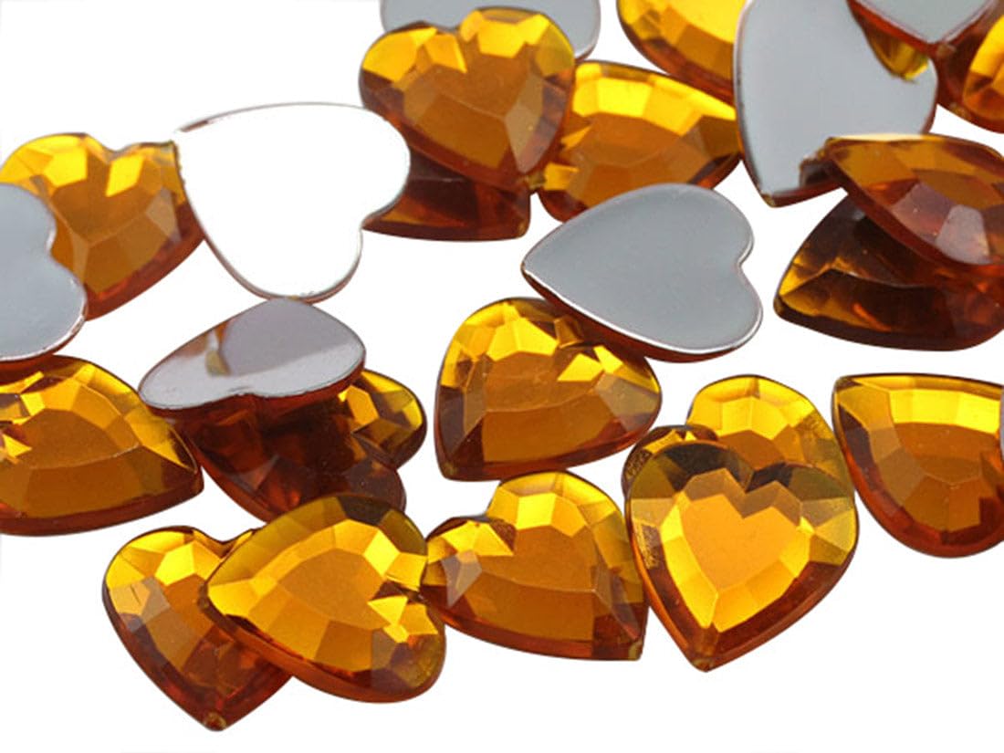 6mm Honey JG38 Flat Back Heart Acrylic Rhinestones Tiny Face Gems Body Jewels Card Making Embelishments - 100 Pieces
