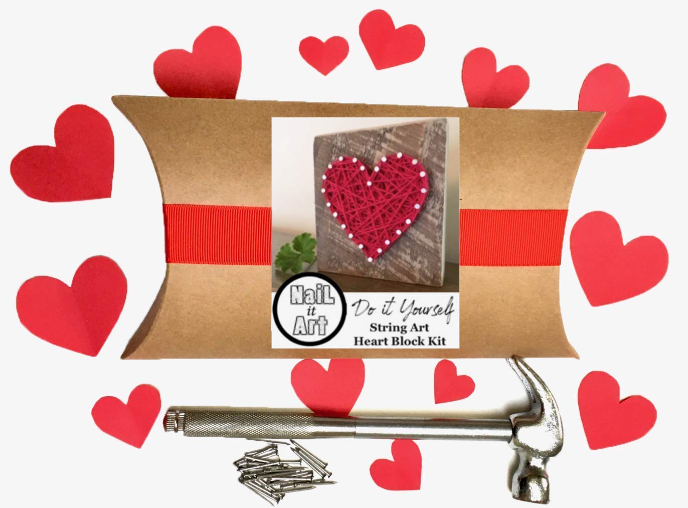 Do it yourself string art heart sign kit. DIY craft project for kids and adults. Make your own Mother's Day gift. DIY kit. Fun experience gift for kids.