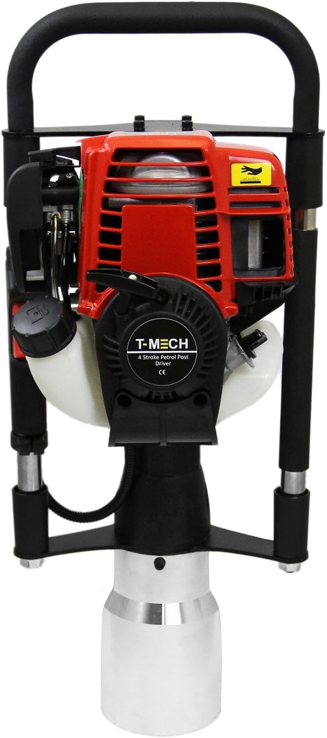 T-Mech 4-Stroke Petrol Post Driver Fence Knocker 120mm Pile Ramming Tool Kit