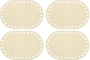 PATIKIL 6" x 4" Crochet Basket Bottom, 4Pcs Oval Blank Crochet Knitting Wooden Base for DIY Craft Weaving Basket Making Supplies Home Decoration