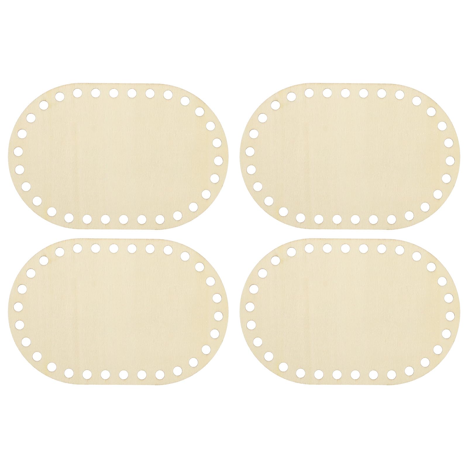 PATIKIL 6" x 4" Crochet Basket Bottom, 4Pcs Oval Blank Crochet Knitting Wooden Base for DIY Craft Weaving Basket Making Supplies Home Decoration