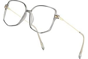 Teumire Oversized Square Blue Light Blocking Glasses for Women Men TR90 Ultralight Nerd Frames Clear Lens Computer Eyewear