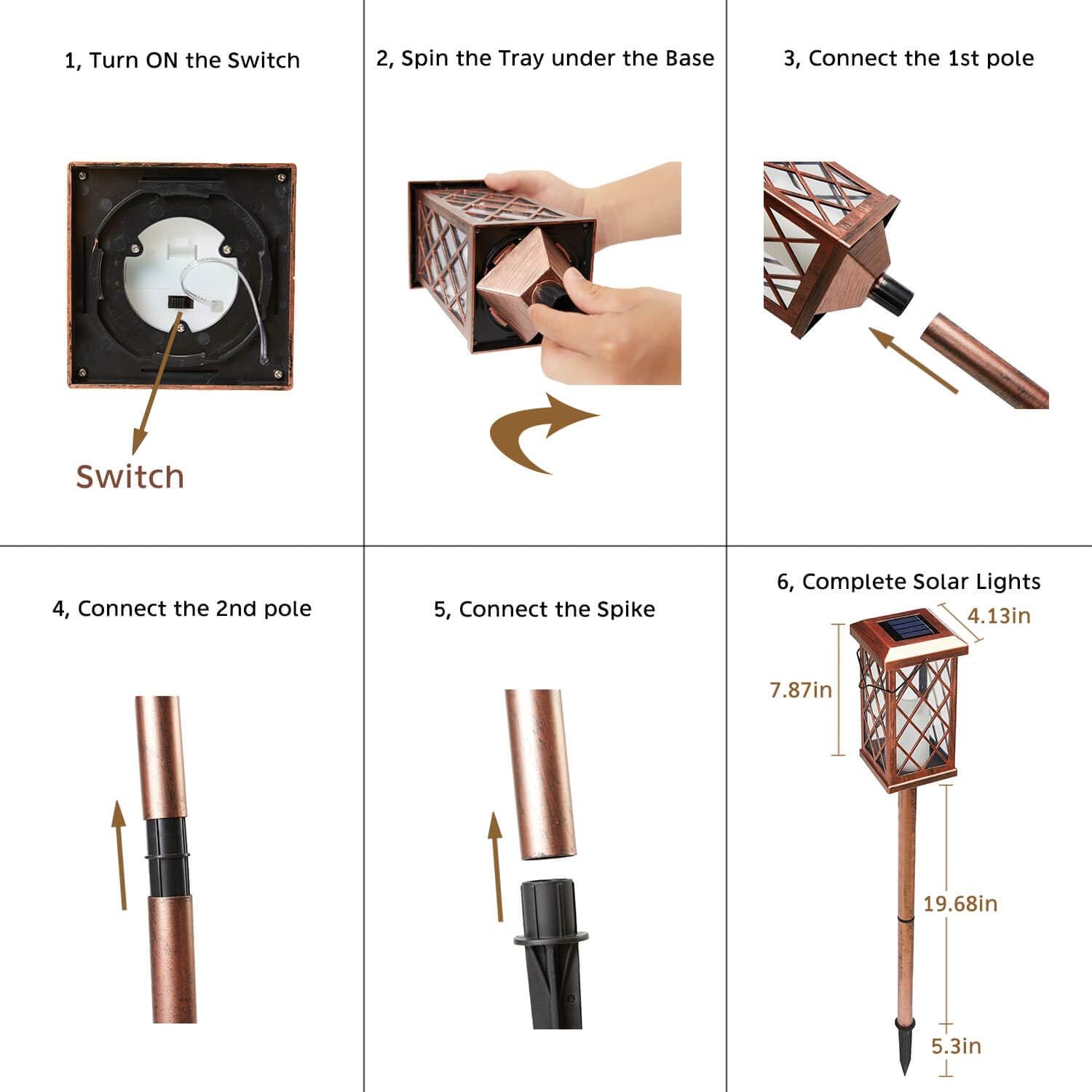 2Pack Outdoor Solar Garden Lights Decorative Flickering Flameless Candle Stake Lights Table Lantern for Patio, Yard, Lawn, Walkway (Bronze) : Garden & Outdoor