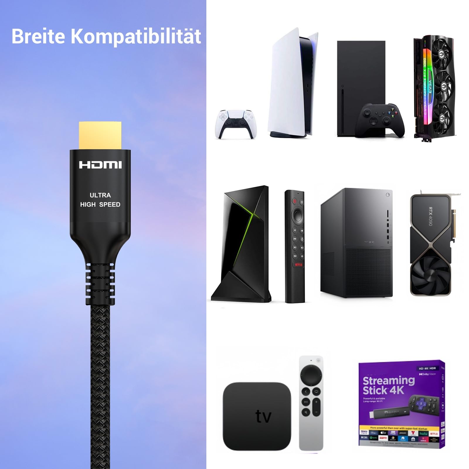 Etseinri 10K 8K HDMI 2.1 Kabel 2M, Zertifiziert 48Gbps Ultra High Speed HDMI® Kabel 4K 240Hz 165Hz 144Hz 120Hz 8K 60Hz 10K 0.01ms eARC HDCP2.3 HDR10+ Dolby Vision für Gaming Monitore TV Projektor 6
