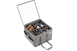 CINPIUK Shoe Organizer for Closet, Large Adjustable Shoe Box Storage Containers w/2 Pockets, Space Saving Shoe Bin w/Clear Lid & Reinforced Handles, Grey Shoe Holder Fit 16 Pairs, 1 Pack