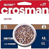 Crosman PowerShot Gold Flight Penetrator Pellets, .177 Cal, 8.5 Grains, Pointed, Lead-Free, 125ct