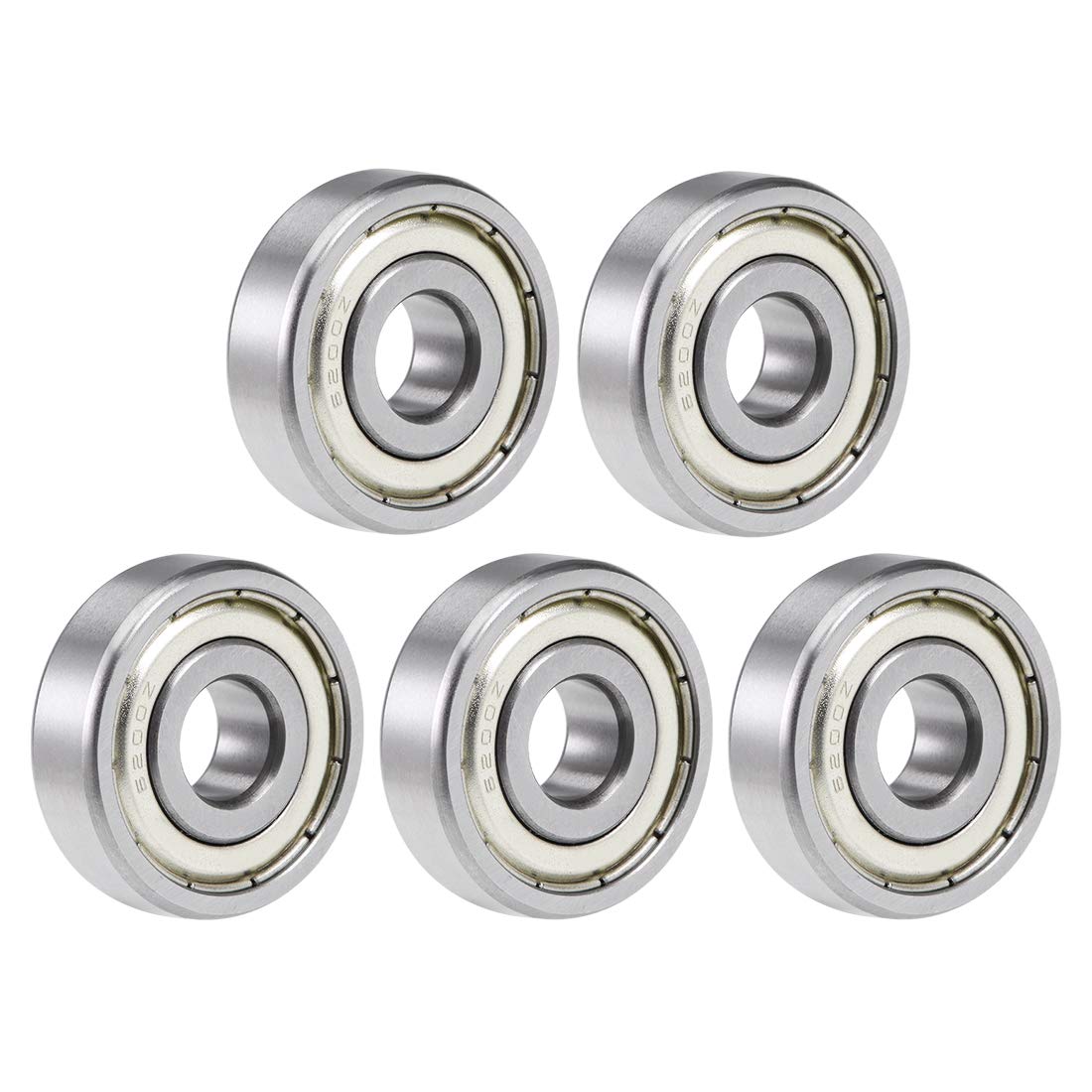 sourcing map 6200ZZ Deep Groove Ball Bearing 10mmx30mmx9mm Double Shielded Chrome Steel Bearings 5-Pack