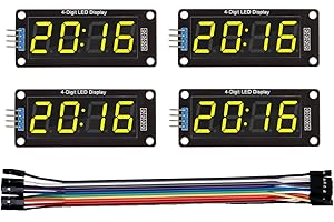 HiEmbedLogic Four Digit 0.56" Digital Display LED Seven Segments Double Dots Module Inbuilt TM1637 Serial Driver Board (Yellow Color- 4 pcs)