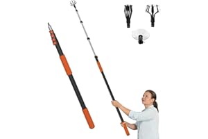 LAANPOLE 26FT Reach Light Bulb Changer for High Ceilings, Light Bulb Changer with Baskets and Suction Cup for Recessed Lights with 5-20FT Telescoping Extension Pole