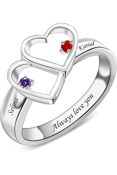 Love You Forever - Personalized Promise Birthstones Ring