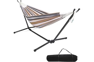 ONCLOUD 550 LBS Capacity Double Hammock with Stand Included with Portable Carrying Bag, Heavy Duty 2-Person Hammock for Outdoors & Indoors - Desert Stripe, Series TDCTZ1 - Desert Stripe
