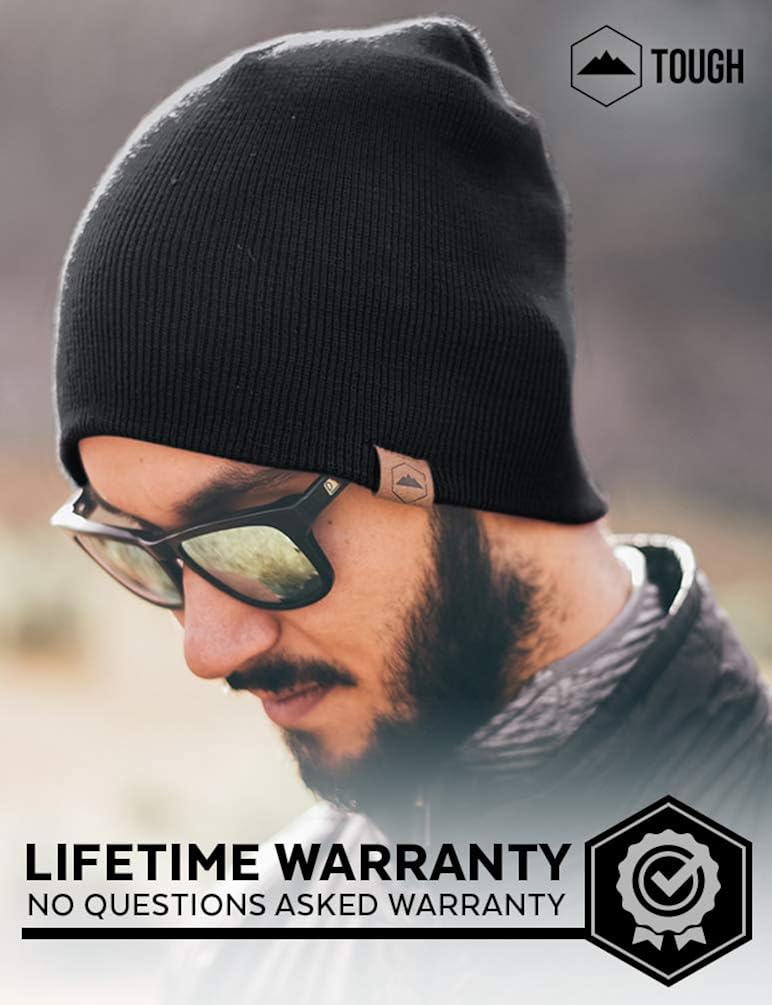 Daily Knit Beanie by Tough Headwear - Warm, Stretchy & Soft Beanie Hats for Men & Women - Year Round Comfort - Serious Beanies for Serious Style Black OSFA: Clothing
