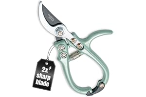 Modern Sprout Hand Pruners - Lightweight Pruning Shears W/Easy Lock- Gardening Scissors - Bypass Sharp Carbon Steel Blade - Rust Resistant - Garden Tools - Reusable Holster - Sage