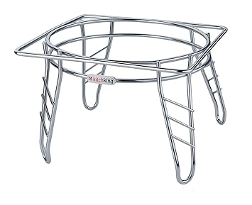 Mantavya Heavy Stainless Steel Plant Pot Stand Chrome Plated,Home,Office, Garden - Planter Stand Matka Stand