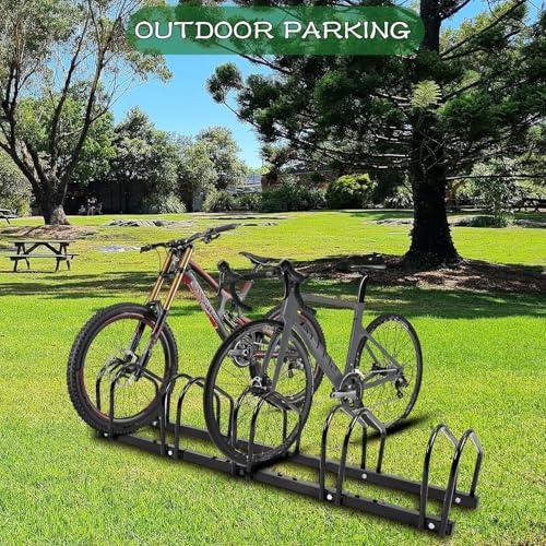 Beauenty 5 Bike Floor Parking Rack Stand,Bike Storage Stand Indoor/Outdoor Bicycle Storage Organizer Bike Front & Rear Wheel Rack Garage Parking Holder for Home Adult Kids Mountain Bike Road Bike