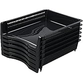 Ponpong 6-Tier Stackable Office Paper Tray, Plastic Stackable Letter Tray, Black