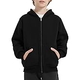 Kissonic Boys Girls Fleece Zip Up Hoodie Jacket Unisex Kids Warm Sherpa Lined Winter Hooded Sweatshirt