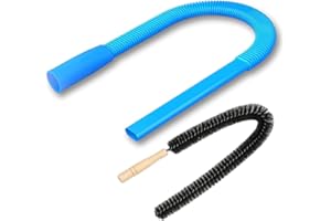 2 Pieces Dryer Vent Cleaning Kit, Flexible Lint Vacuum Hose Attachment and Lint Brush, Blue, Plastic and Nylon, 30x10x45 cm