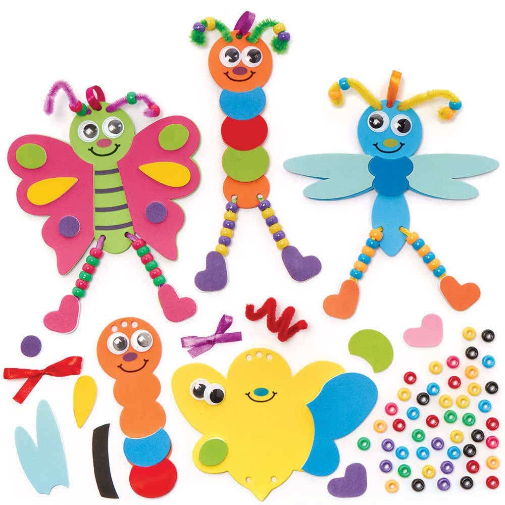 Baker Ross FC724 Bugs Dangly Legs Decoration Kits - Pack of 5, Kids Foam Crafts, Kids Bead Arts and Crafts