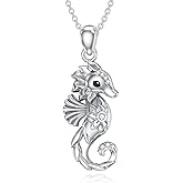 LWXIE Diamond Seahorse Pendant Necklace for Women 925 Sterling Silver Lab Grown Diamond Jewelry Gifts